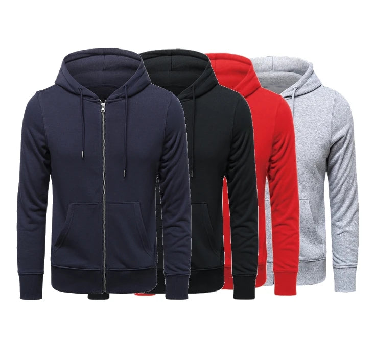 Customized 300G Terry Zip-Up Hoodie for Men Men's Cotton Hoodie with Logo Print Winter Season Hooded Collar