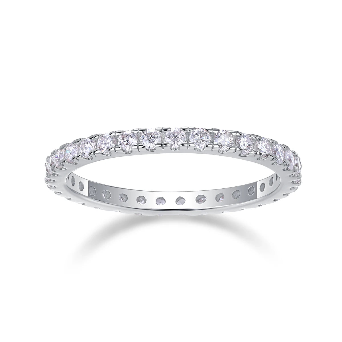 Sevena Hot Selling Simple Designed 925 Sterling Silver Gold Rose Gold White Gold VVS Moissanite Eternity Stacked Rings for Girls