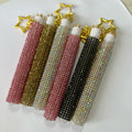 Custom Logo Glitter Mascara Brush Crystal Rhinestone Eyelashes Brushes Wand Tube With Key Chain Eyelash Spoolie Brushes Diamond