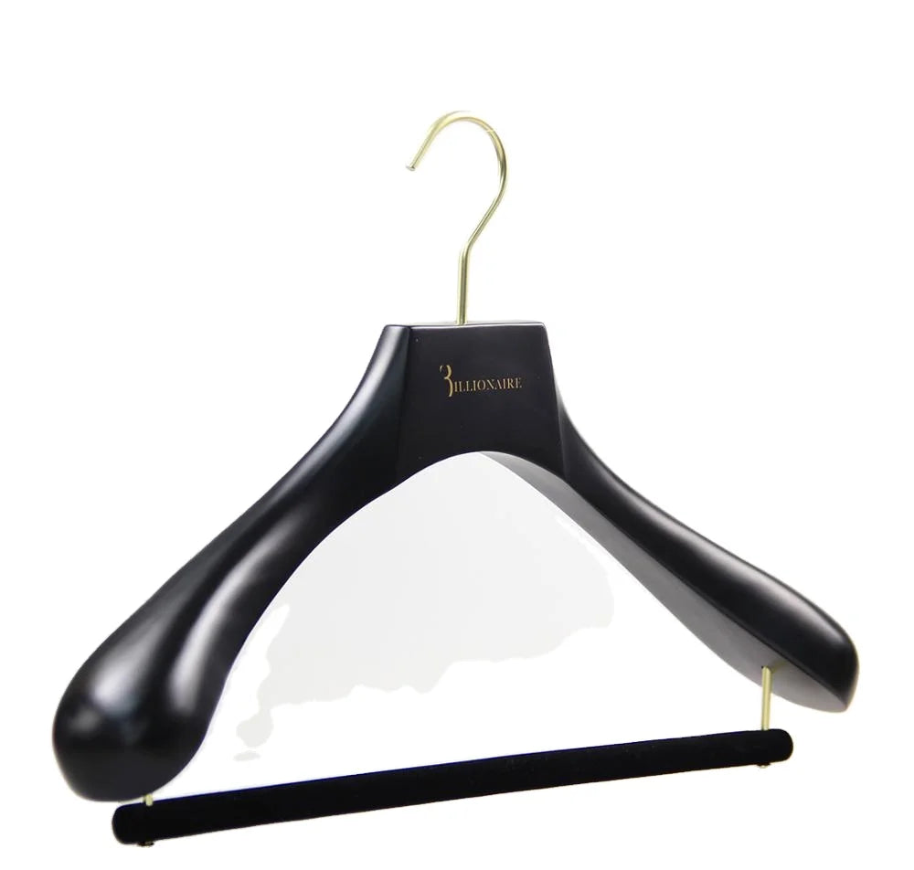 Curved Painted Wooden Hangers Manufacture Wood Suit Hanger With bar Luxury Wooden Suit Hanger