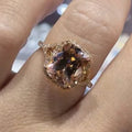 Huitan Luxury Female Champagne Stone Ring Vintage 3A Zircon Finger Rings for Women Rose Gold Plated Wedding Engagement Ring