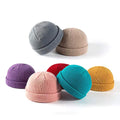 Quick Shipment Promotion Wholesale 100% Acrylic Plain Beanie Keep Warm Cuffed Fisherman Beanie Knitted Winter Hat