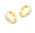 Dainty Women Fashion Rhinestone Jewelry  Gold Plated Stainless Steel Waterproof  Chunky Hoop Huggie Earrings