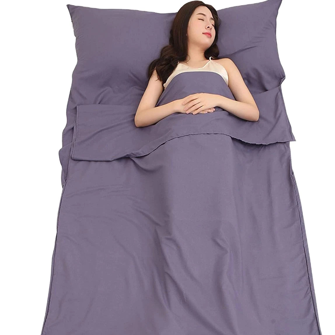 WOQI Wholesale Custom Camping Lightweight Silky Cotton Sleeping Bag Liner Cotton Camping Sleeping Bag Liner