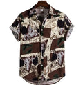 Men's Hawaiian Shirt Lapel Collar Short-sleeved Loose Breathable Top Summer Retro Style Shirt for Men Casual Beach Shirts