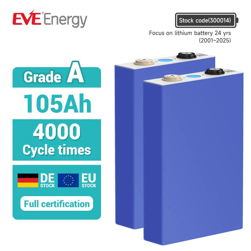 EVE EU STOCK LF105 105Ah 4000cycles 3.2V Lifepo4 Battery Forklift Cell Lifepo4 Battery