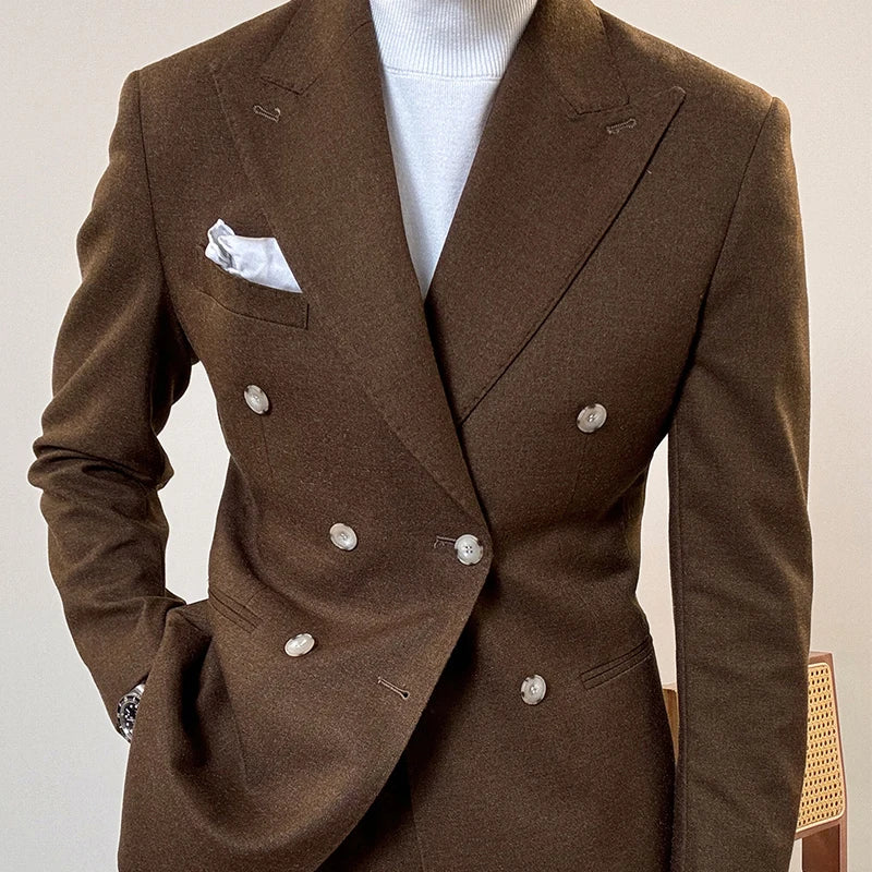 2026 Italian Classic Men's Suit 500g Business Formal Suits for Men Office Suit Double Breasted