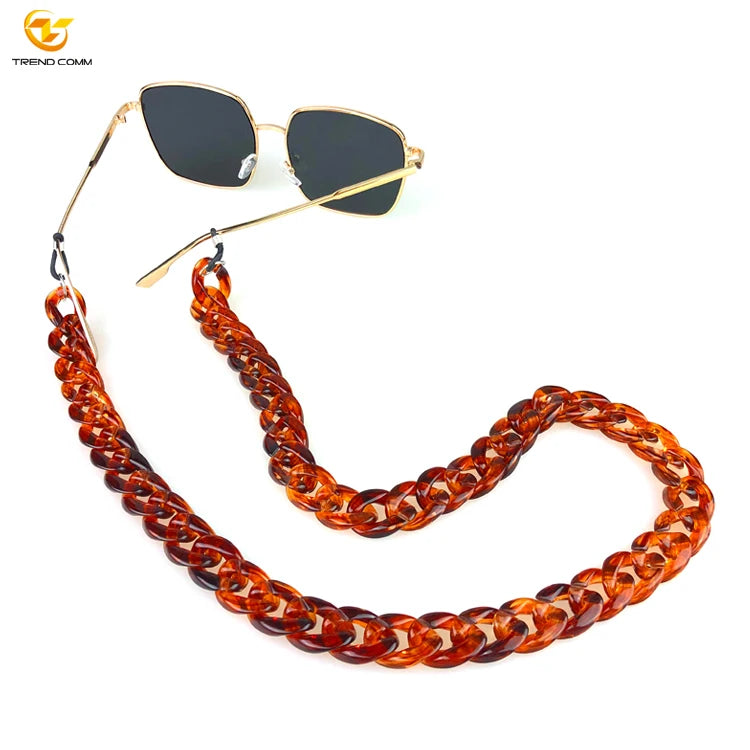 Double Layered Acrylic Cord Eyeglasses Chain Oversized Fashion Decoration Sunglasses Necklace Holder for Eyewear Accessories