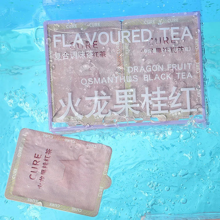 Customized Small Packaging Dragon Fruit Black Tea Ear Hanging Biodegradable Tea Bags