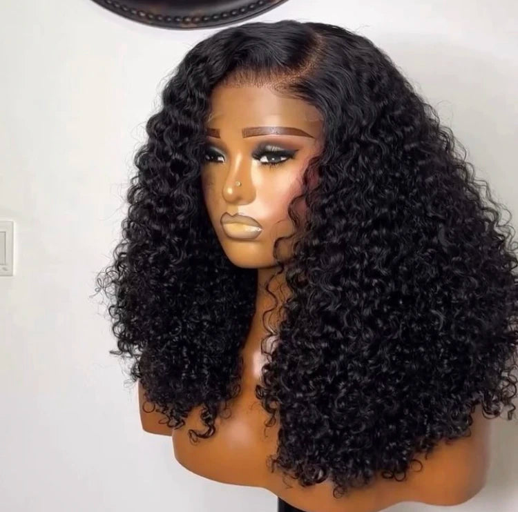 HD Remy Hair RAW Glueless Indian Human Hair Bob Front Wig HD Transparent Lace Front Kinky Curly Lace Frontal Short Bob Wig