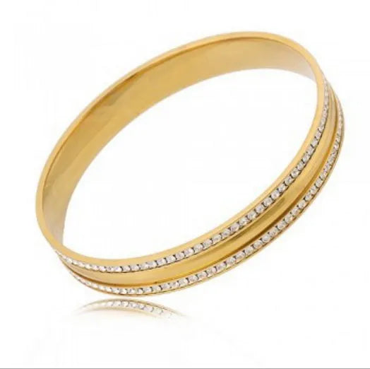 Inspirational 2-Row Stainless Steel Bangle Cuff Bracelet Rhinestone Crystal Fine Chain Link Bracelet Perfect Valentine's MegaBDM
