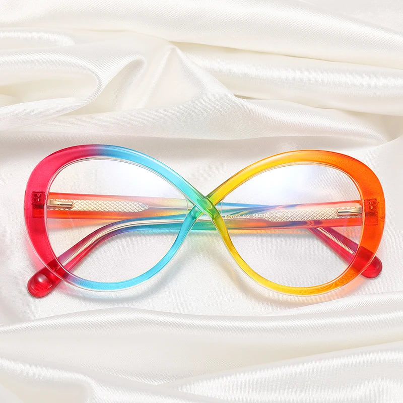 82077 Ladies Anti-Blue-Ray Oval Rainbow Glasses Optical Frames Women Fashion Colorful Spring Frames TR90 Computer Eyeglasses