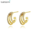 LUOTEEMI Earing Fashion Gold Plated Designer Korean Cuff Handmade Zircon Jewelry Bling Diamond Hoop Earring
