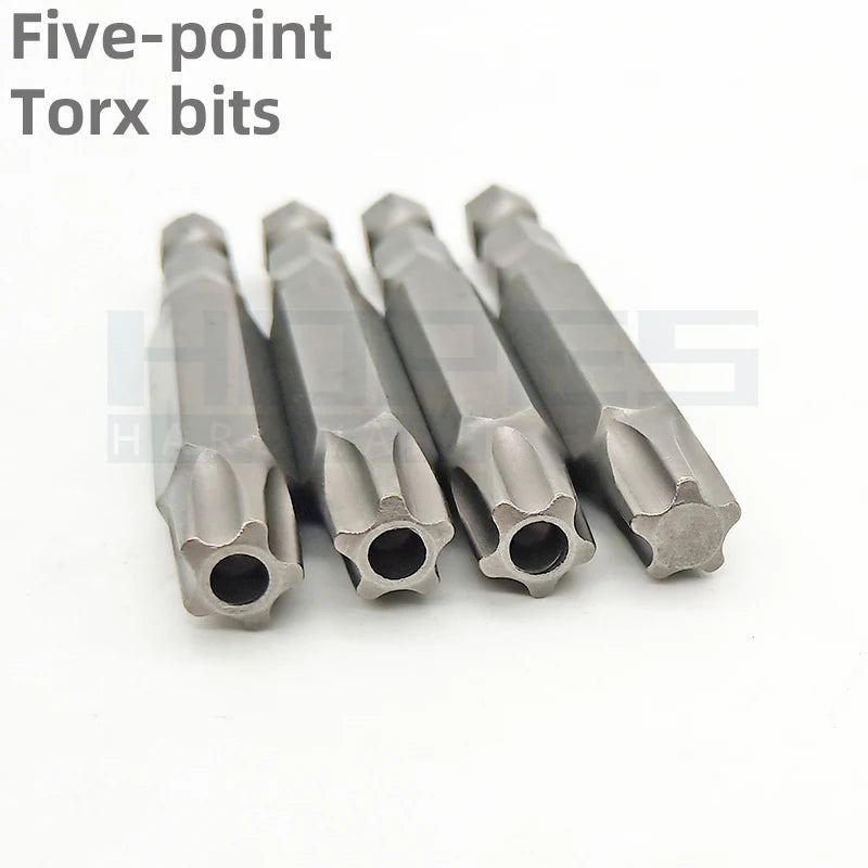 S2 Alloy Five-pointed Star Torx Screwdriver Bits T8 T9 T10 T15 T20 T25 T27 T30 T40 T45 T45 with 1/4 Hex Shank