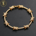 Hip Hop Personality 8MM 18K Gold Plated Brass AAAAA Cubic Zircon Diamond Iced Out Thorn Cuban Link Bracelets for Men