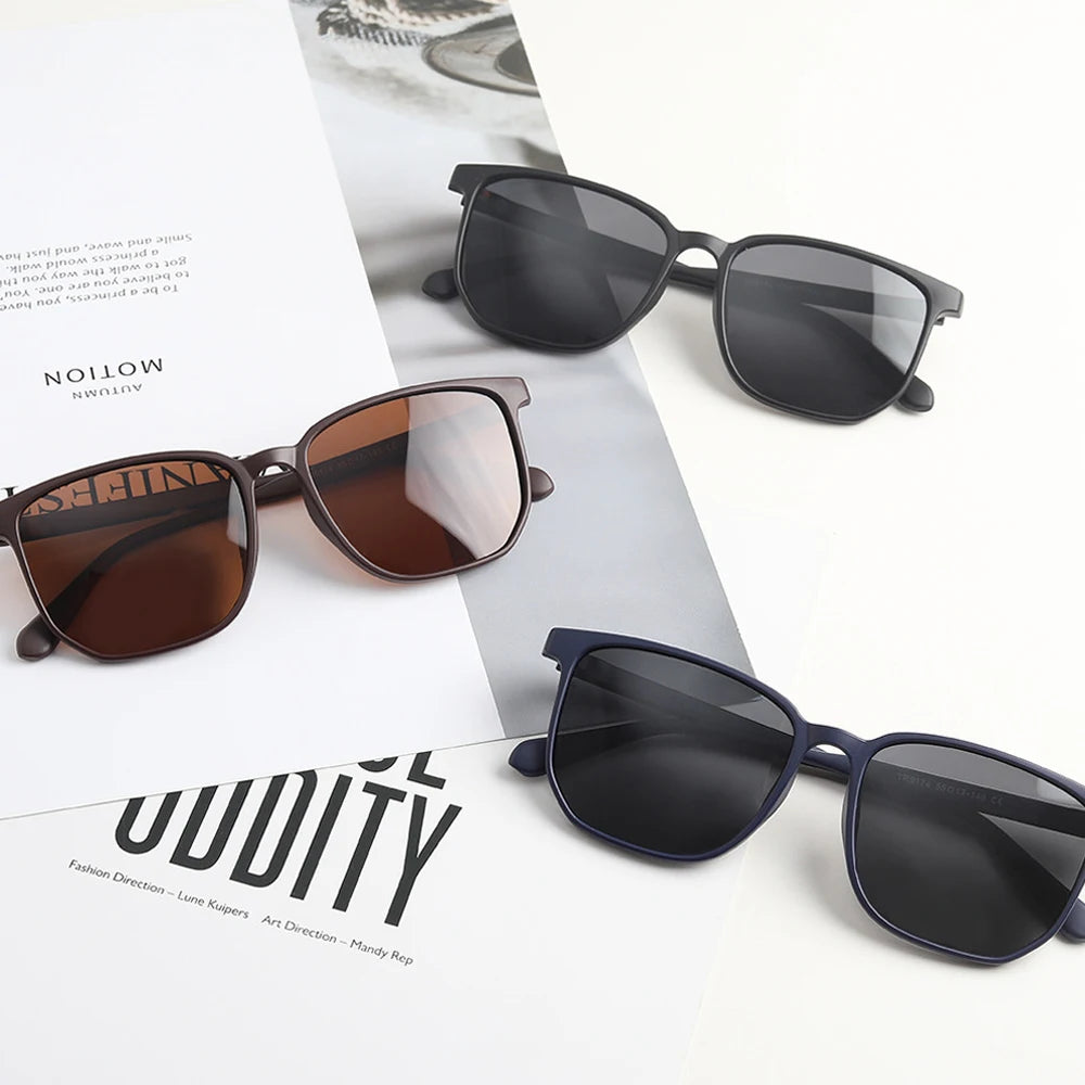Brand Design Fashion Classic TR90 Frame TAC Polarized Lens Square Frame Sunglasses for Men Women With Metal Nail Rivet