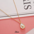HOVANCI 18K Gold Plated Stainless Steel Chain Necklace Water-Proof Shell Avocado Pendant for Wedding or Gift