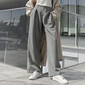 Enyami Elegant Office Women Gray Pants Fashion Unisex Formal Full Length Wide Leg Casual Trousers for Ladies