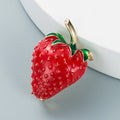 Jachon Korean Fashion Creative Lovely Heart Strawberry Shaped Brooch Female Alloy Drop Oil Pin Brooch Accessories