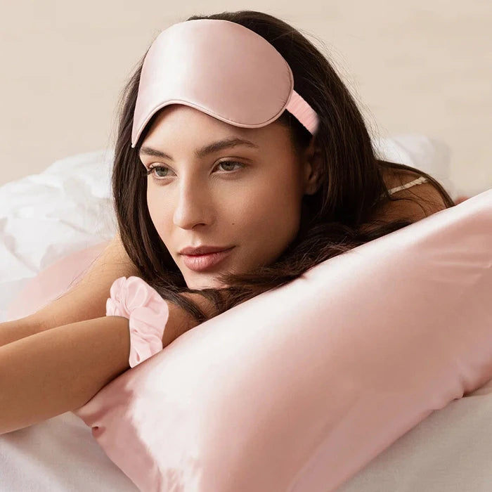 Luxurious 3D Silk Sleep Eye Mask with Extra Deep Eye Cups for Long Lashes Super Soft Cotton Breathable Light Blocking Blindfold