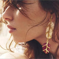 2024 New ZA Colorful Resin Leaf Acrylic Stone Plant Leaves Drop Earrings for Women Holiday Party Jewelry Gifts
