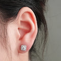 Silver 925 Moissanite Earrings Engagement halo square Shape Stud Earrings Gold Plated 0.5c 1ct Moissanite Earring