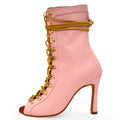 New Arrival Evkoodance Pink PU Leather Hand-made Suede Outsole Comfortable Durable Women Salsa Ballroom Latin Dance Indoor Shoes