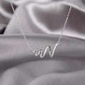 Fashion 925 Sterling Silver Heartbeat Micro-inlay Diamond Clavicle Chain Necklace for Gifts