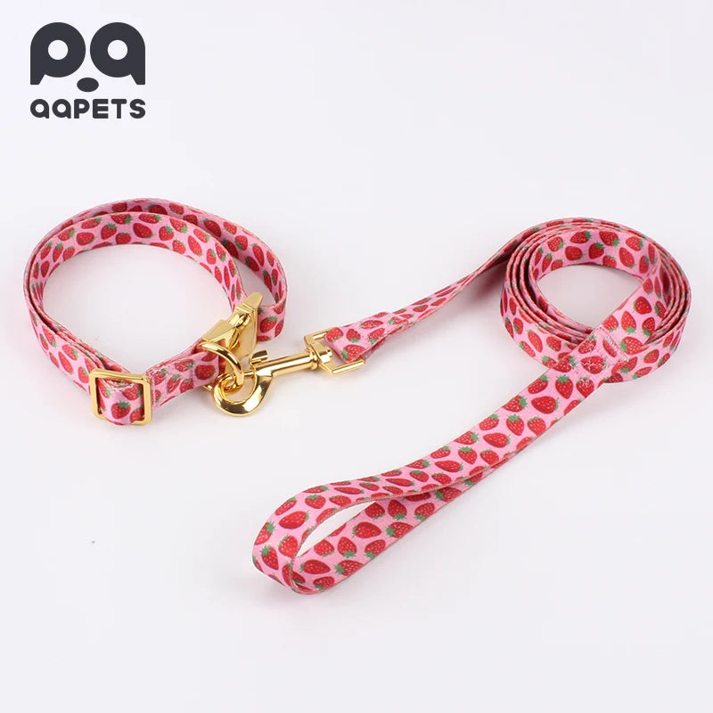2025 Custom Personalized Luxury Dog Collar Leash Set QQpets Sublimation Design Adjustable Nylon Printed Pattern Polyester