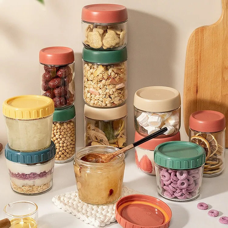 Hxglass Watertight Kitchen Storage Jar Sealed Snack Food Storage Box Stackable Tea Coffee Sugar Container for Food Storage