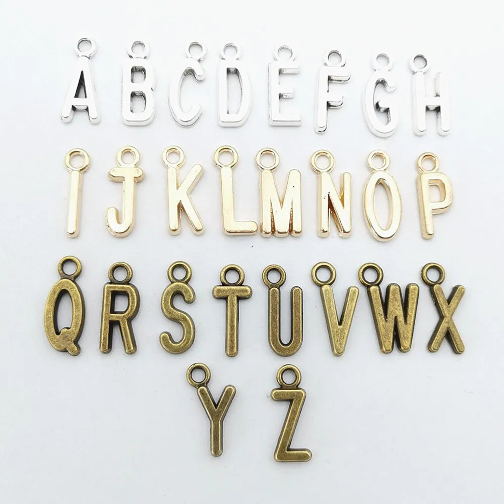 Stocked Cheap Hanging Gold Bronze Silver Alphabet Letters DIY Making Pendant Charm