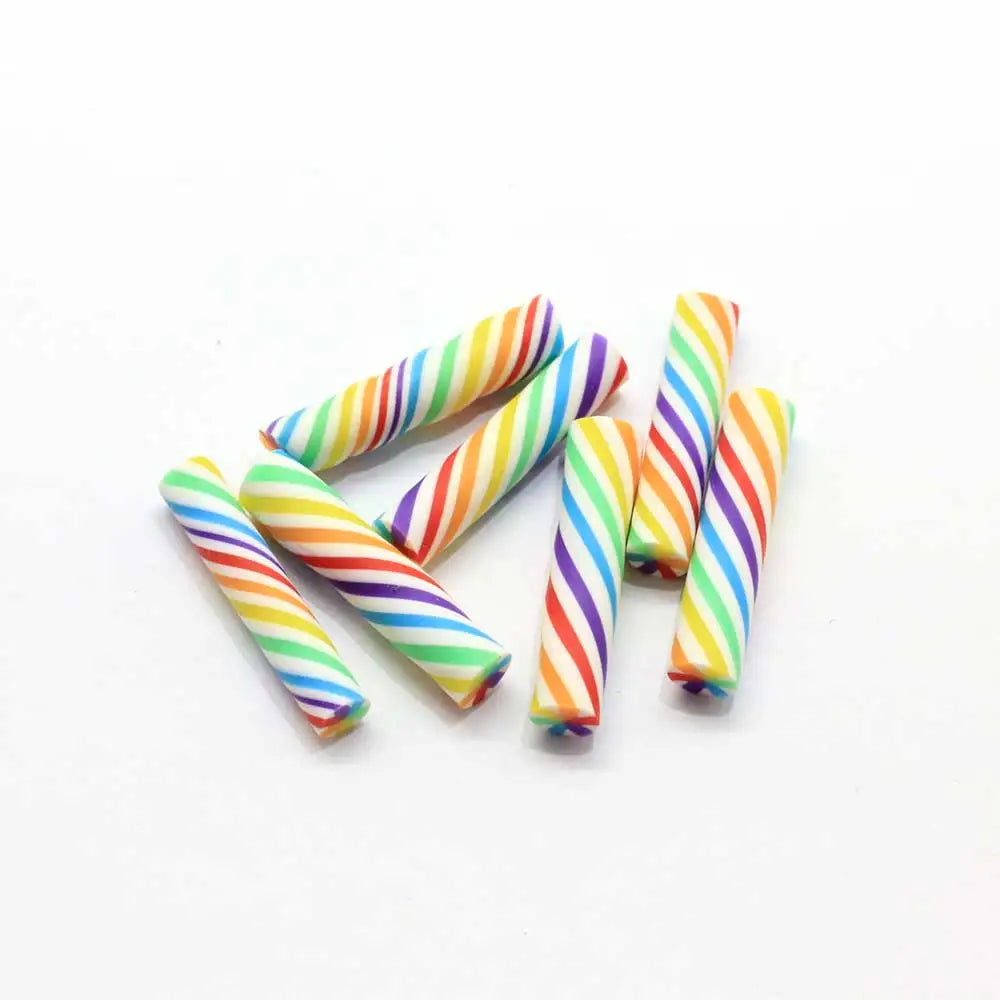 100 Pieces Kawaii 3D Polymer Clay Candy Rainbow Color Sweet 25*5MM Clay Food DIY Craft Accessories