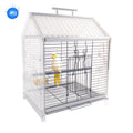Classic Foldable Stainless Steel Silver Bird Cage for Budgie Monk Parrot Canary-Adjustable Pet Cage Box Indoor/Outdoor Use