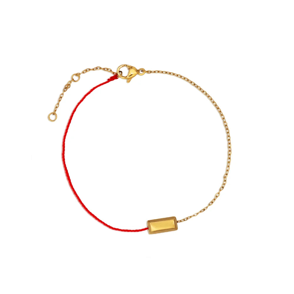 Chris April 316L Stainless Steel 18k PVD Gold Plated Block Half String Lucky Bracelet
