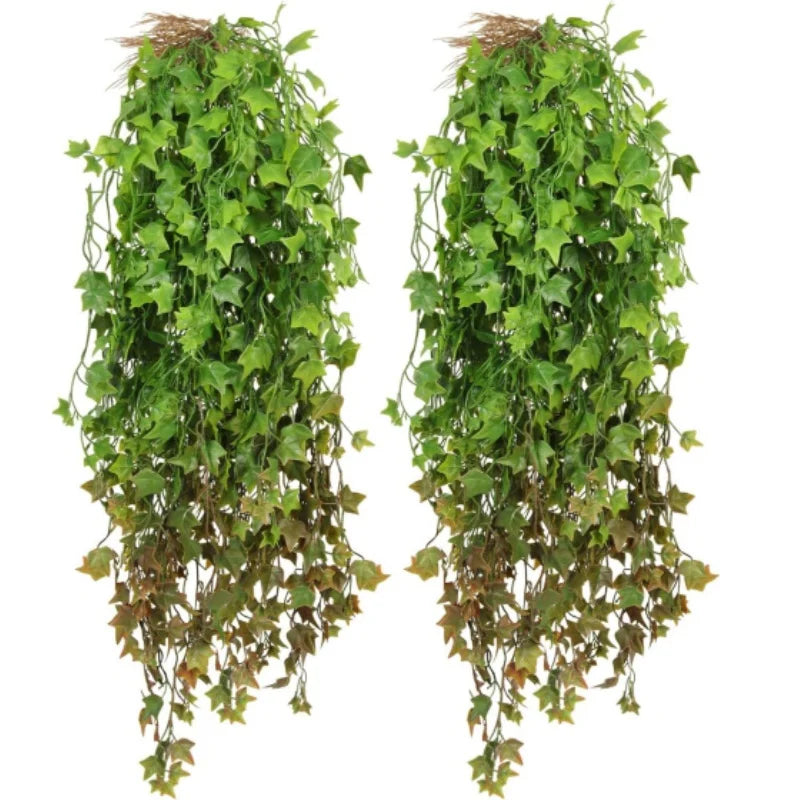 Artificial Hanging Plants Ivy Vines Leaves Fern Greenery Plastic Long Stem UV Resistant Real Touch for Home Wall Garden Decor