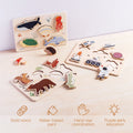 Wooden Animal Jigsaw Puzzle Toys Planet Cognitive Matching Toys Preschool Early Educational Montessori Toys for Kids Toddlers