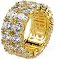 Modern Fashion Popular Gold Hip Hop Rings Double Row Large Zircon Ring for Men