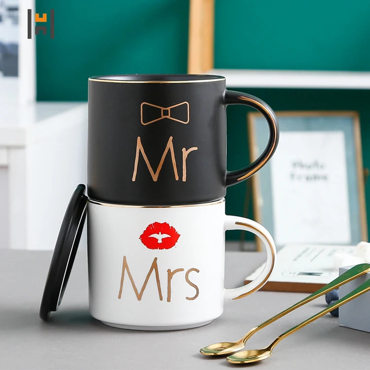 Ceramic Gifts Mug for the CouplePorcelain  Mr and Mrs Sign Coffee Mug Wedding Engagement Gifts