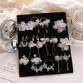 VKME Wholesale Korean New Fashion Flower Earrings Petal Pearl Crystal Earrings Jewelry for Trend Women Jewelry