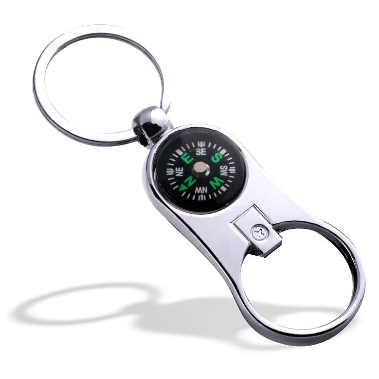 2in1 Mini Multifunction Portable Metal Compass Beer Bottle Opener Keychain