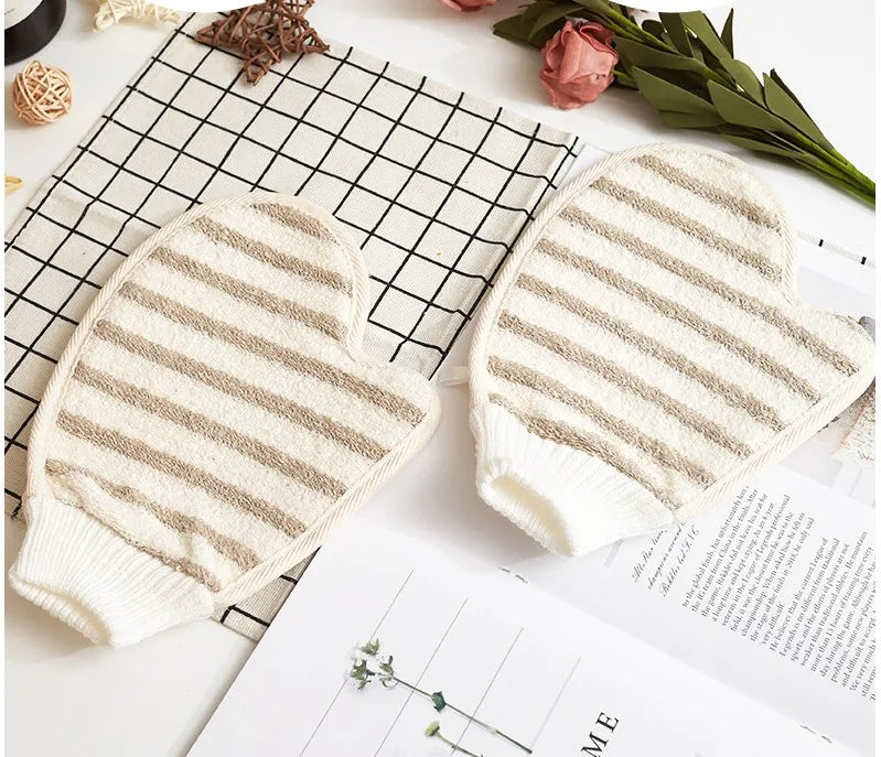Natural Exfoliating Hemp Bath Mitt Shower Gloves Loofah Washcloth Sponge Machine Washable Body Scrubber