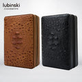 Portable 4 Finger Leather Cigar Humidor Holder with Cutter Lighter Set Travel Cigar case