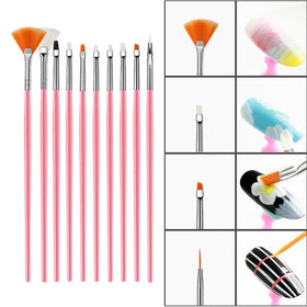 Professional 15Pcs/Set Nylon Fiber Nail Liner Brushes with Plastic Handle in 4 Colors for Manicure Painting and Nail Art