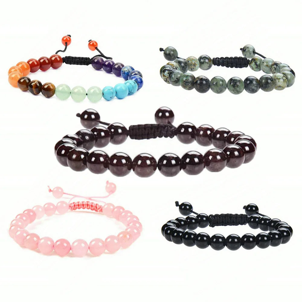 7 Chakra Natural Gemstone Bracelets for Women Men Jewelry Handwoven Adjustable Energy Healing Yoga Natural Stone Bracelet MegaBDM