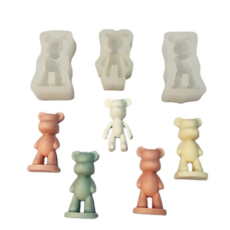 Early Riser DIY Cute Bear Scented Candle Plaster Silicone Moulds Suitable for Desktop Decoration Home Decoration Cake Tools