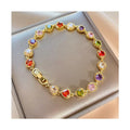 High Quality Fashion Charms Colorful Zircon Jewelry Luxury Women Natural Gemstone 18k Gold Plated Heart Bracelet