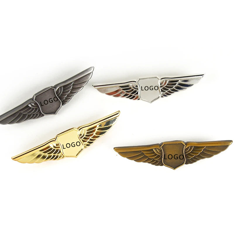 Free Design OEM Custom logo Security Airline Badge Wing Badge Souvenir Plating Zinc Alloy Blank Metal Sports Pride Enamel Pins