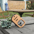 Engrave Logo Natural Bar Rubber Wood Keyring Beer Bottle Opener Wholesale 9.5*4cm Camping Wooden Bottle Openers Keychain