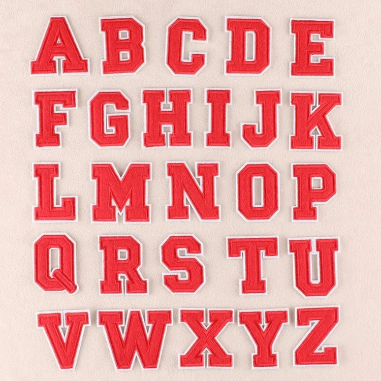 Red Black 5.5cm A-Z Alphabet Letter Ironing Patch Embroidered Iron on Patches for Clothing Badge