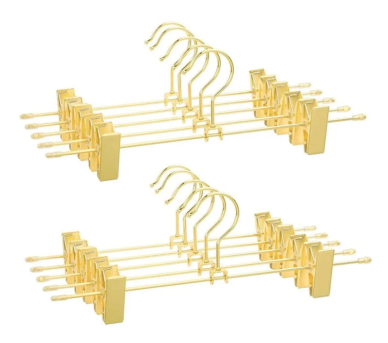 Manufacturer  Gold Heavy Duty  Custom Space Saving Gold Trousers Metal Clothes Hanger Adjustable Clip